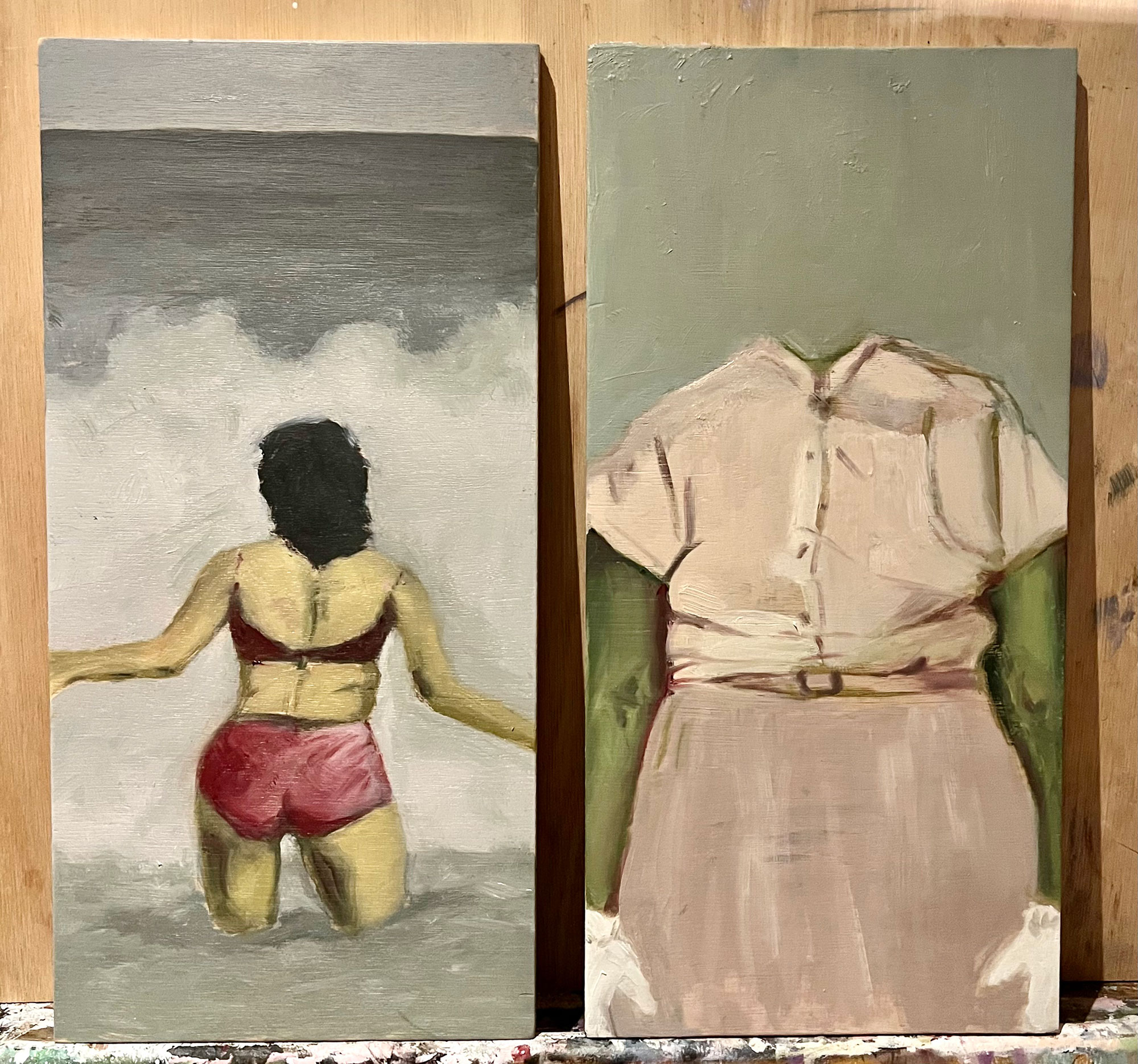 “Esther R. (Diptych)”, 20 x 10 cm. each, oil on board